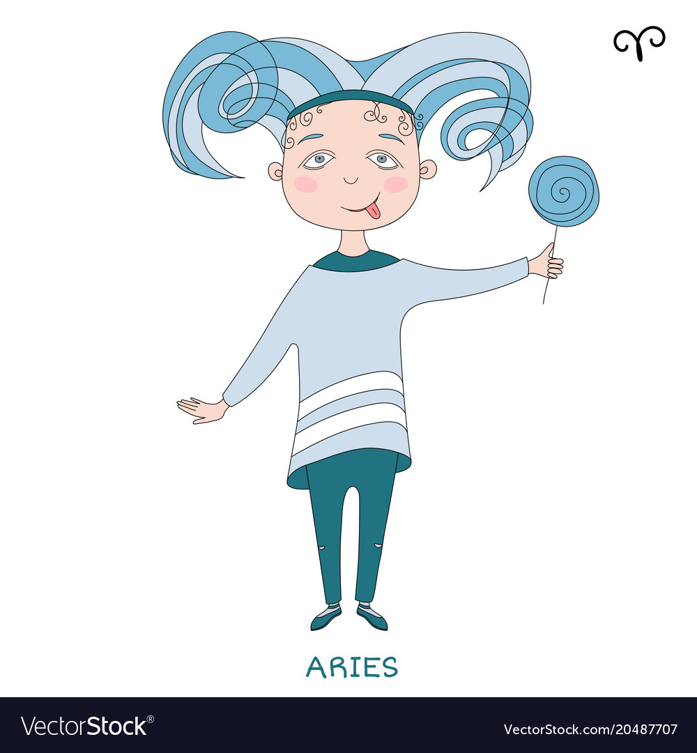 Cute girl in the form of zodiac sign aries