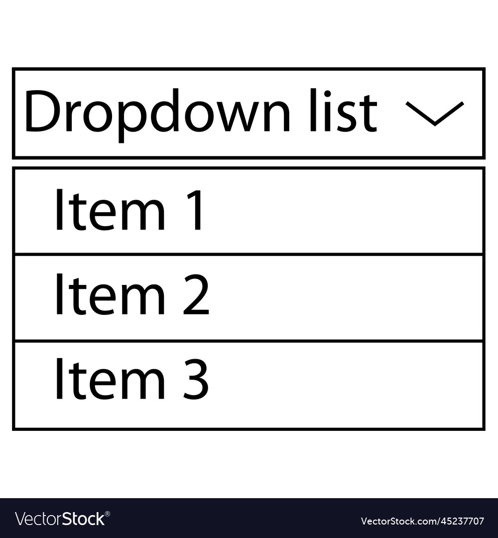 Drop-down list with menu items on white vector image Drop-down list with menu items on white