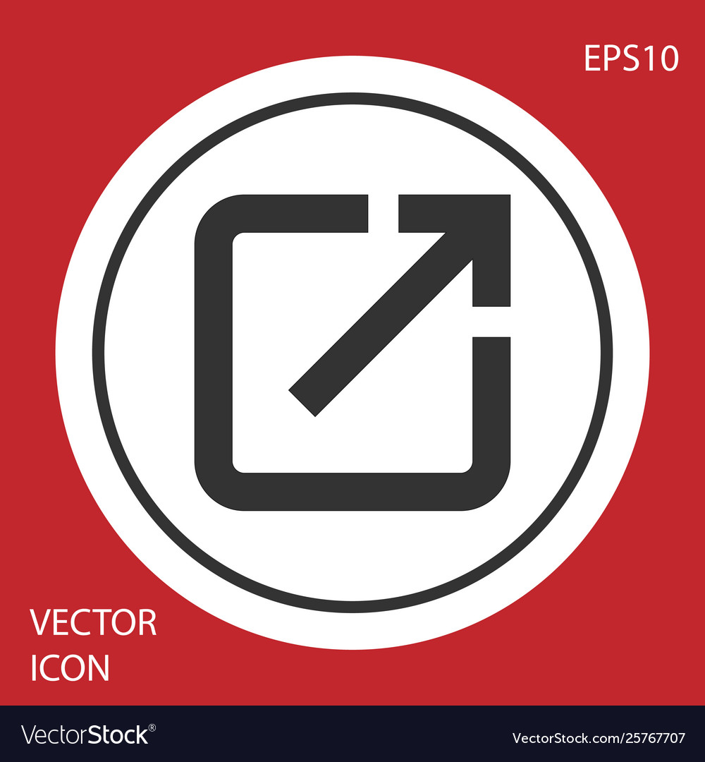 Grey open in new window icon isolated on red