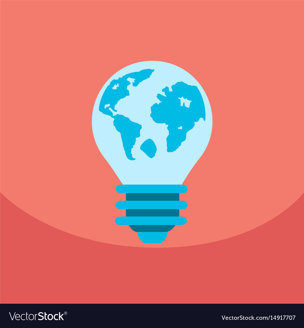 Light save planet on ecology style lamp with map