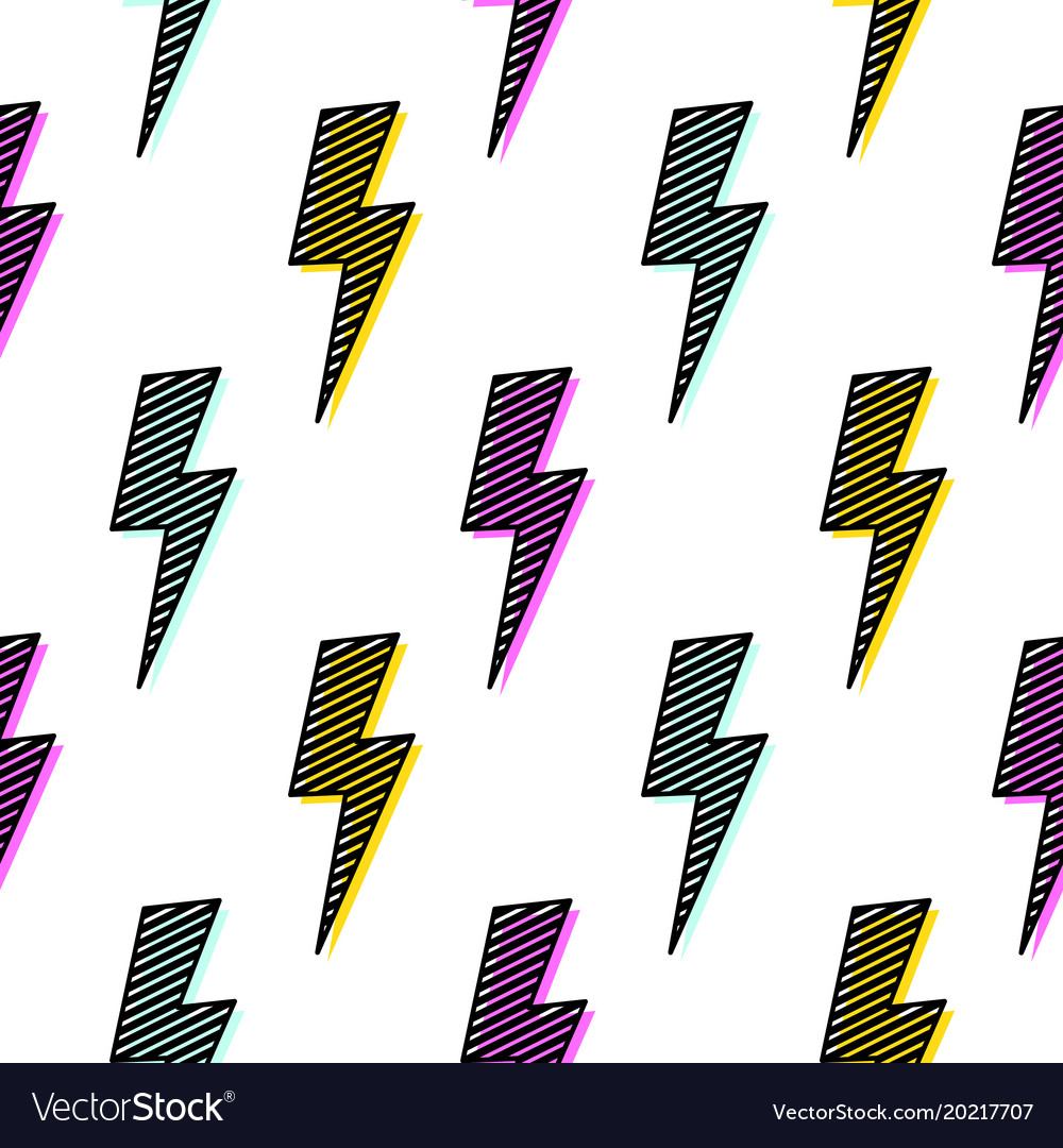 Lightning Bolt Pattern - Retro Pop