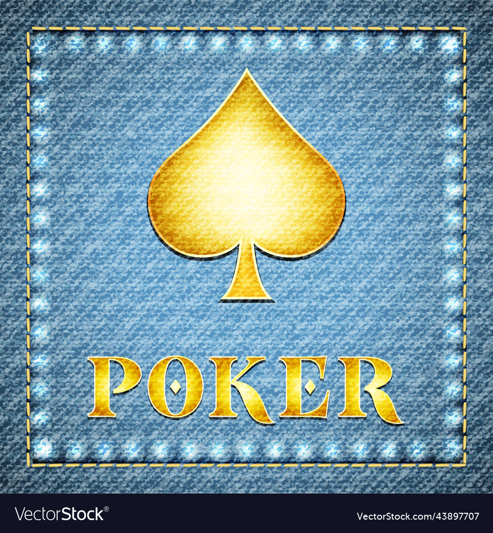 Poker denim pattern golden card symbol