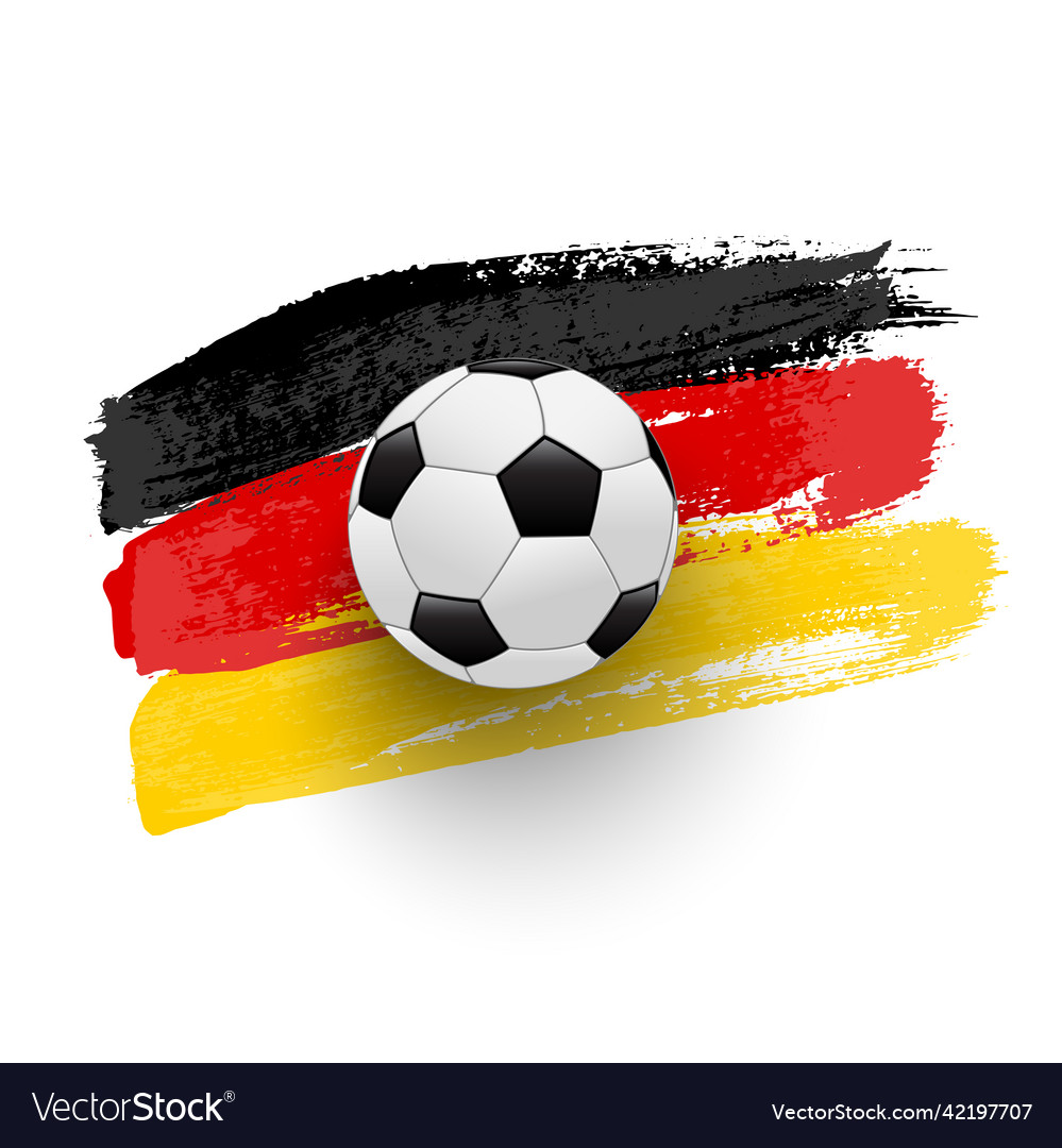 Realistic soccer ball on flag of germany made