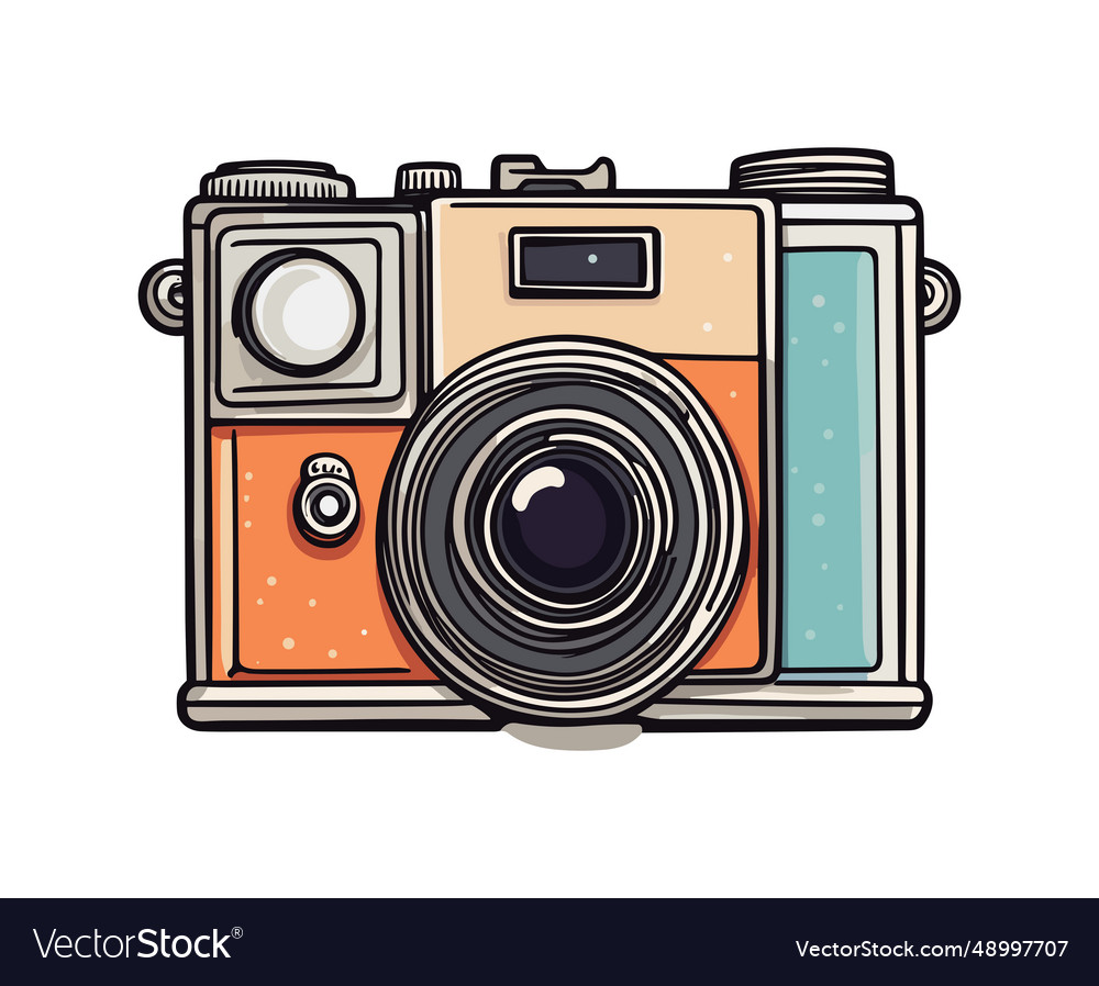 Retro Foto Kamera Kunstdruck isoliert vector image Retro Foto Kamera Kunstdruck isoliert