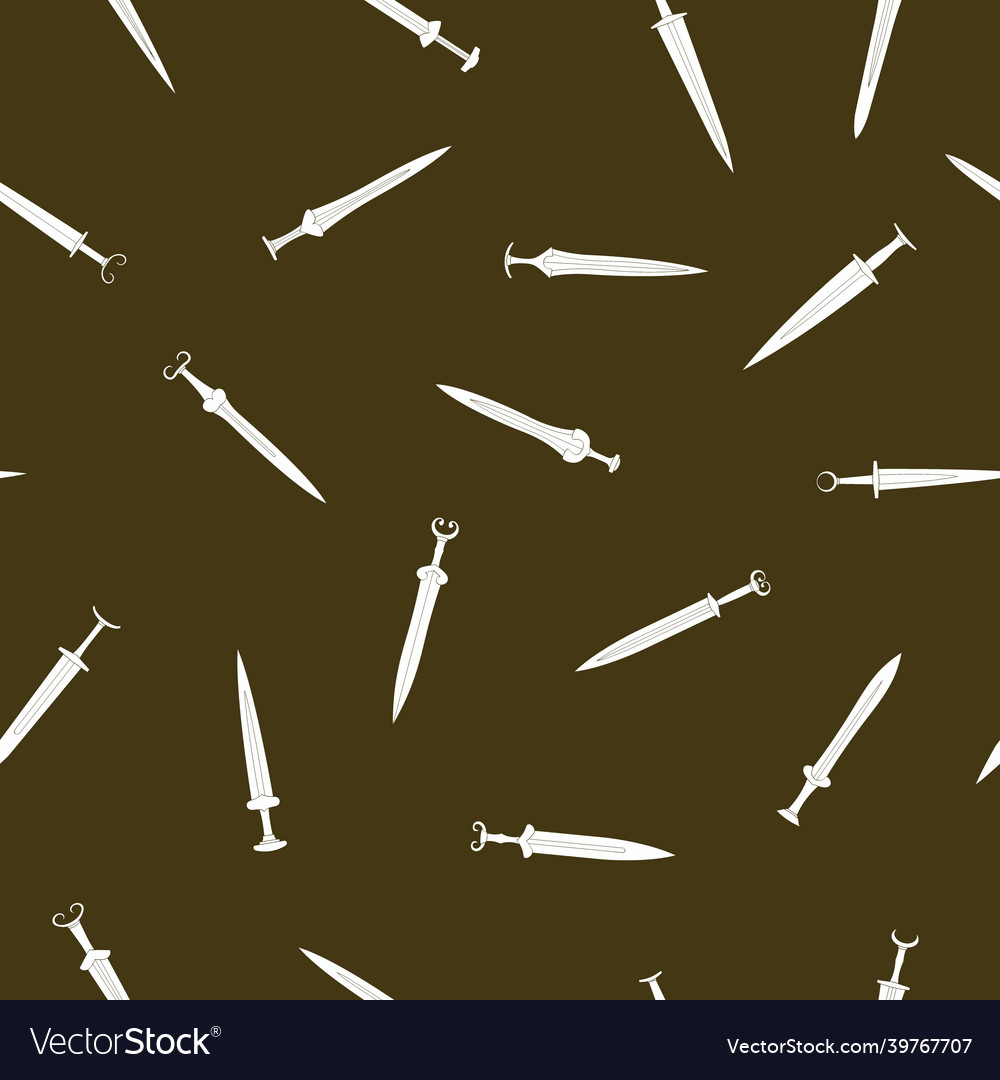 Seamless pattern with ancient swords