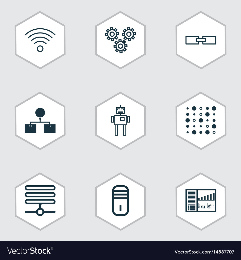 Set of 9 robotics icons includes mechanism parts