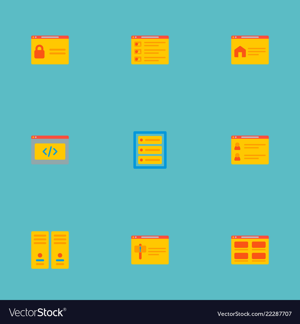 Set of wd icons flat style symbols with error page Vector Image Set of wd icons flat style symbols with error page