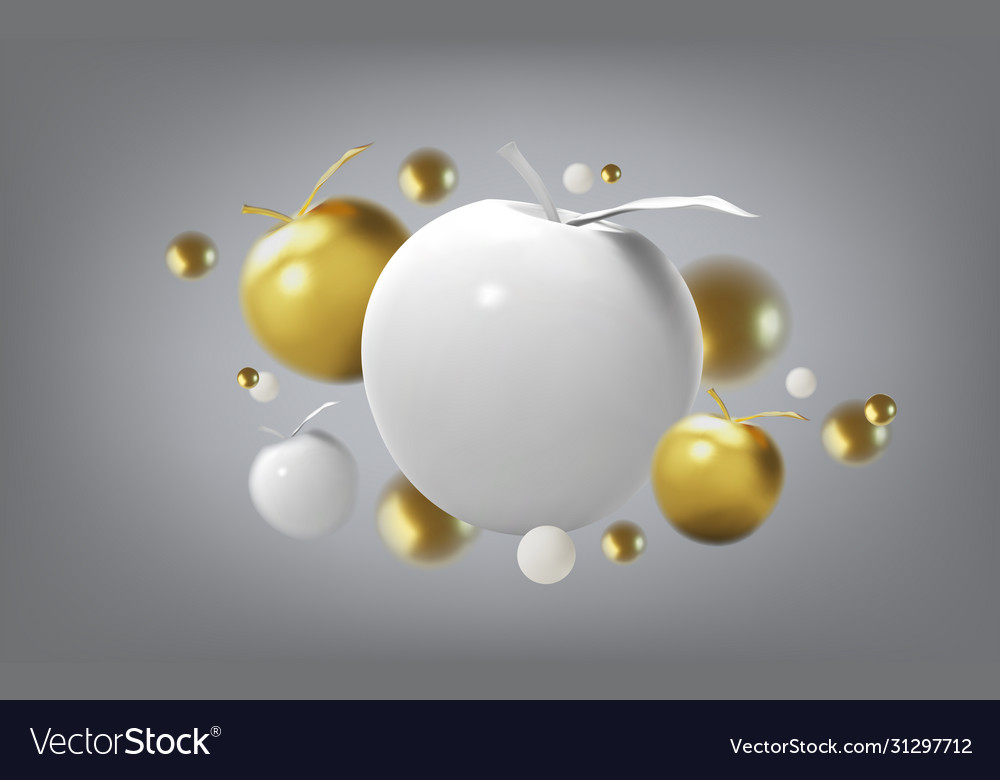 Abstract background with gold apple and metallic