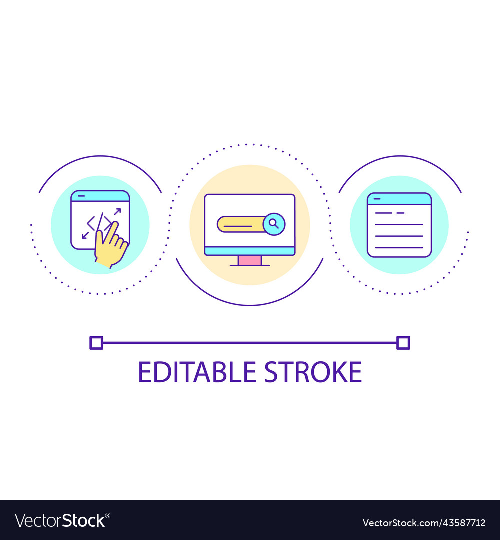 Building search engine loop concept icon vector image Building search engine loop concept icon