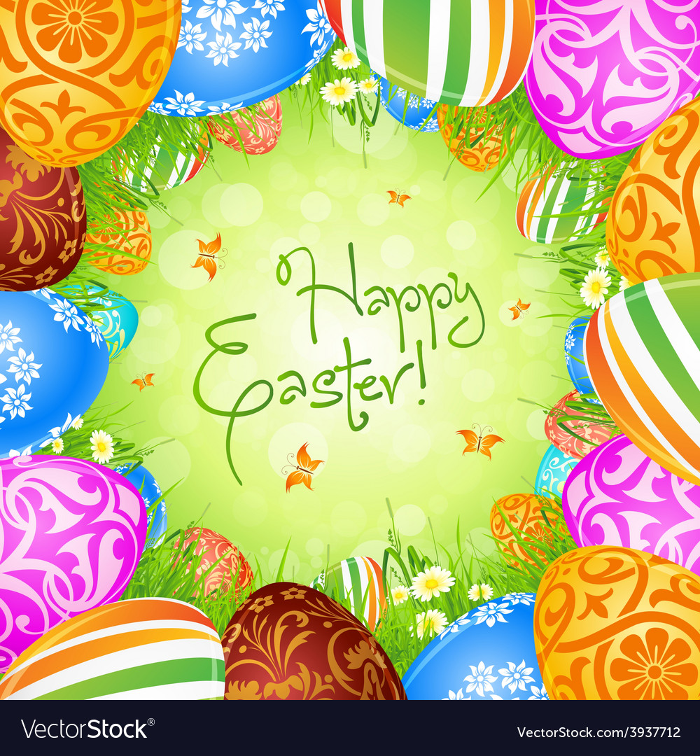 Easter eggs in the grass Royalty Free Vector Image