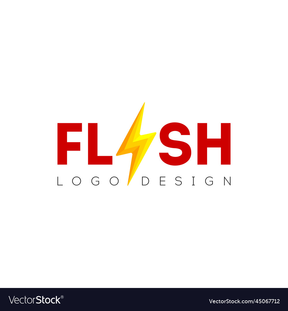 Flash logo design with lightning symbol Vector Image Flash logo design with lightning symbol
