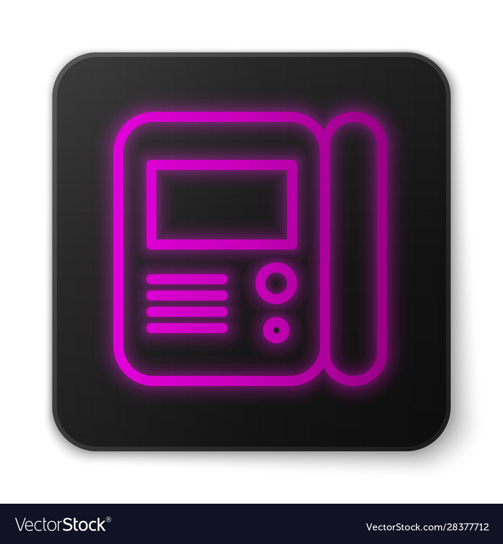 Glowing neon line house intercom system icon vector image Glowing neon line house intercom system icon