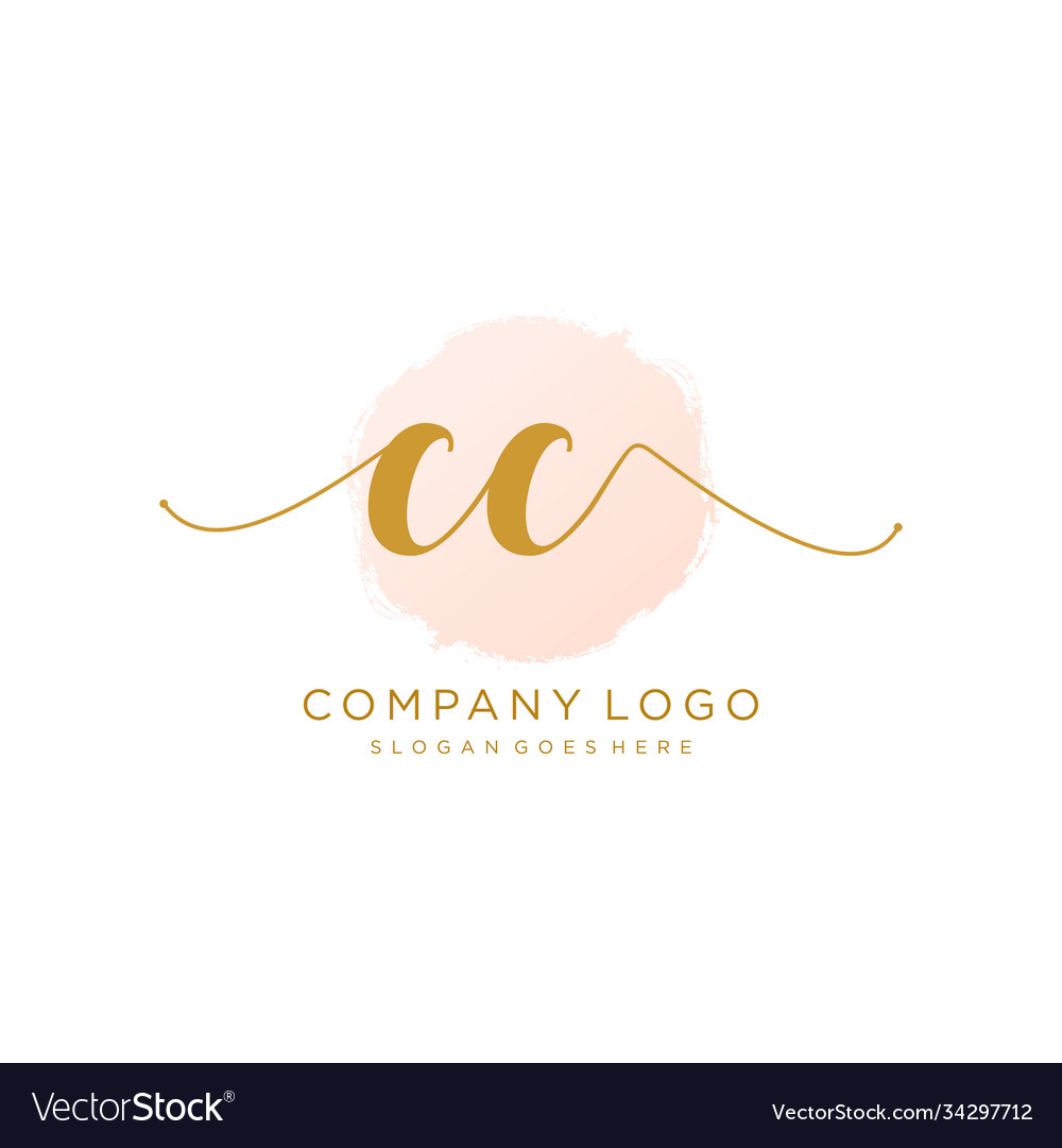 Initial cc handwriting logo with circle template