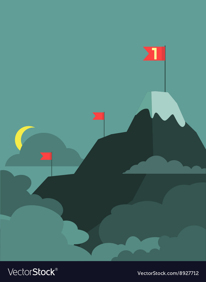 Leadership concept with mountain landscape