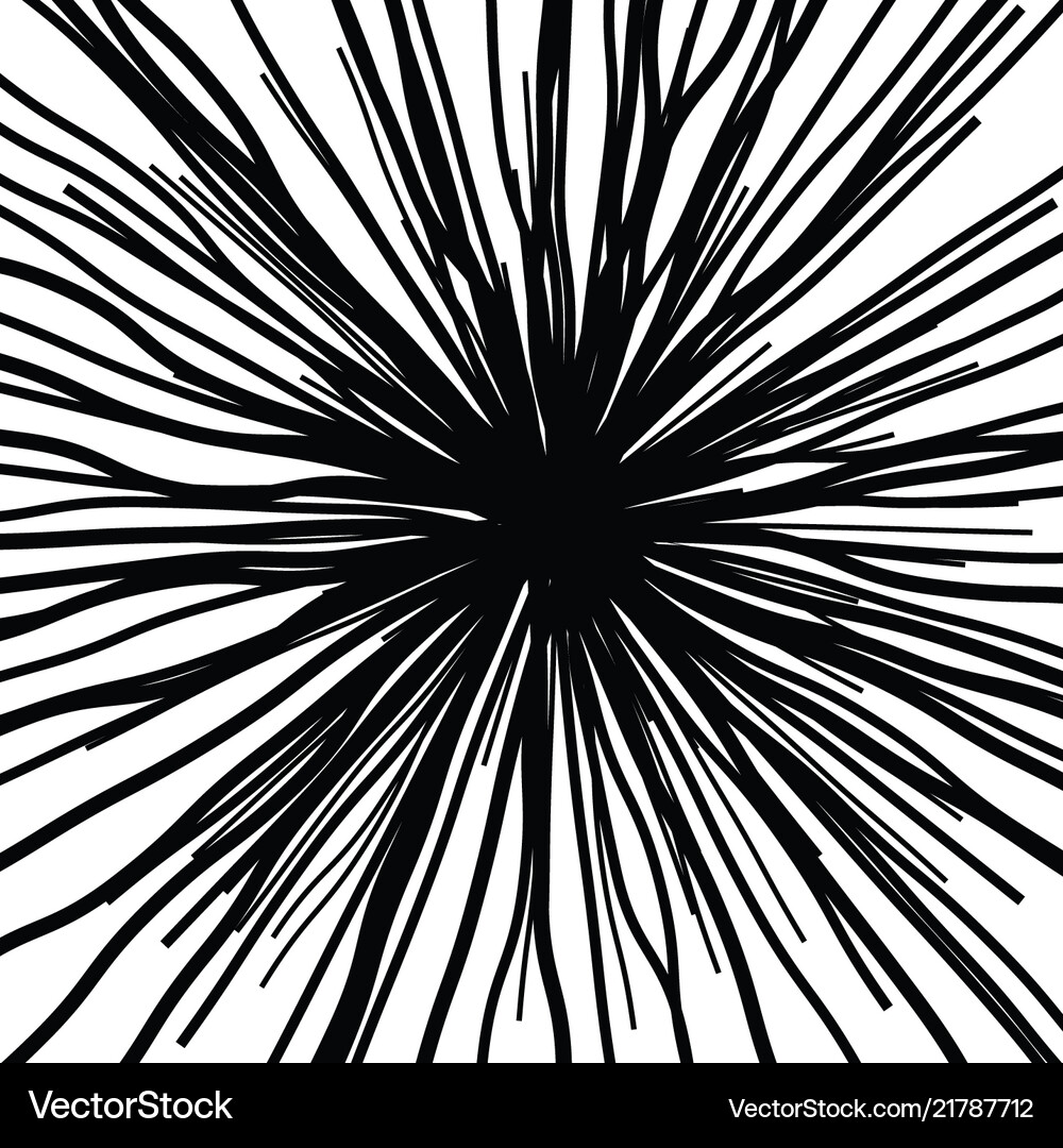 Linear hand drawing curved light rays Royalty Free Vector