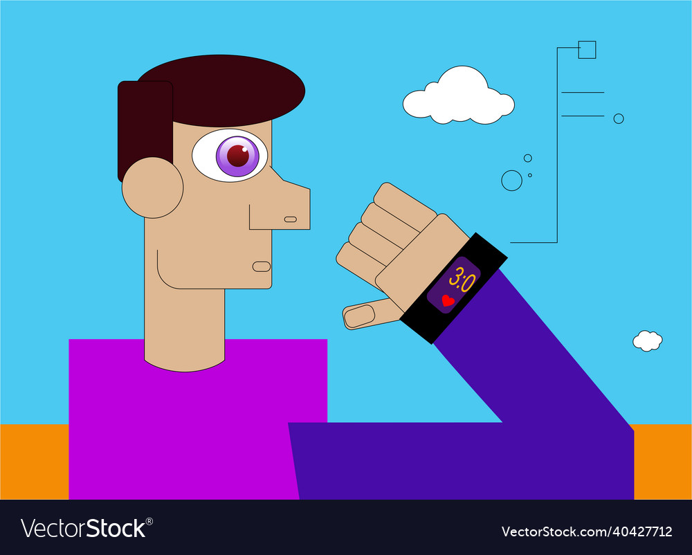 Man with smartwatch Vector Image Man with smartwatch