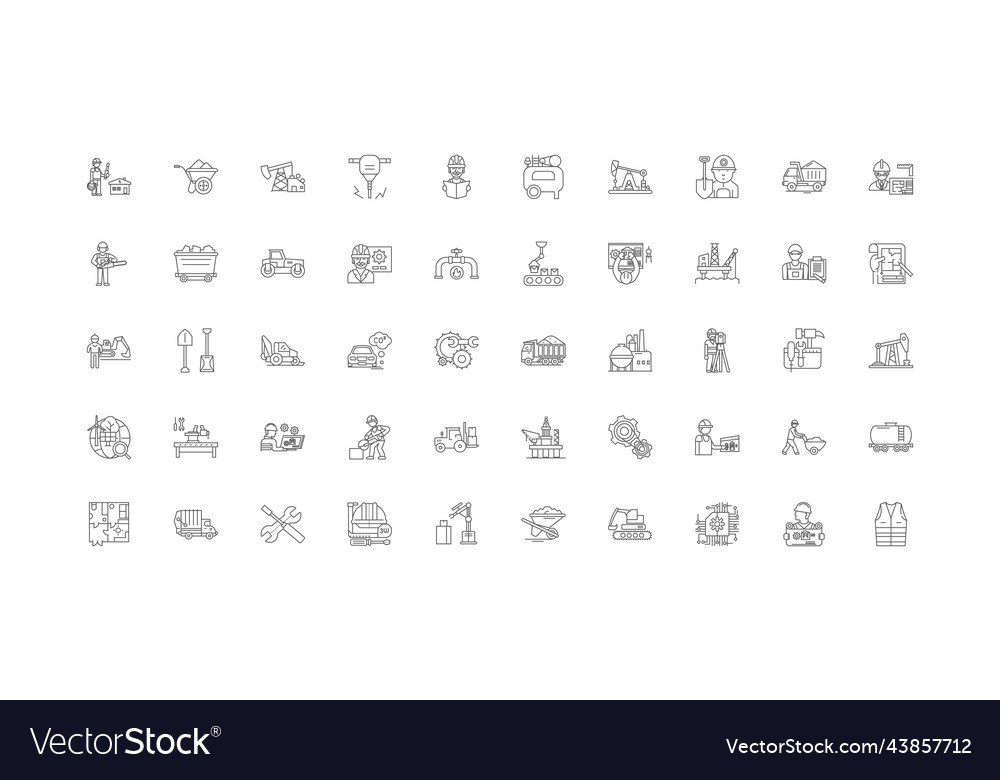 Mining concept linear icons line Vector Image Mining concept linear icons line