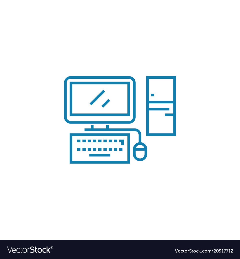 Personal computer linear icon concept vector image Personal computer linear icon concept