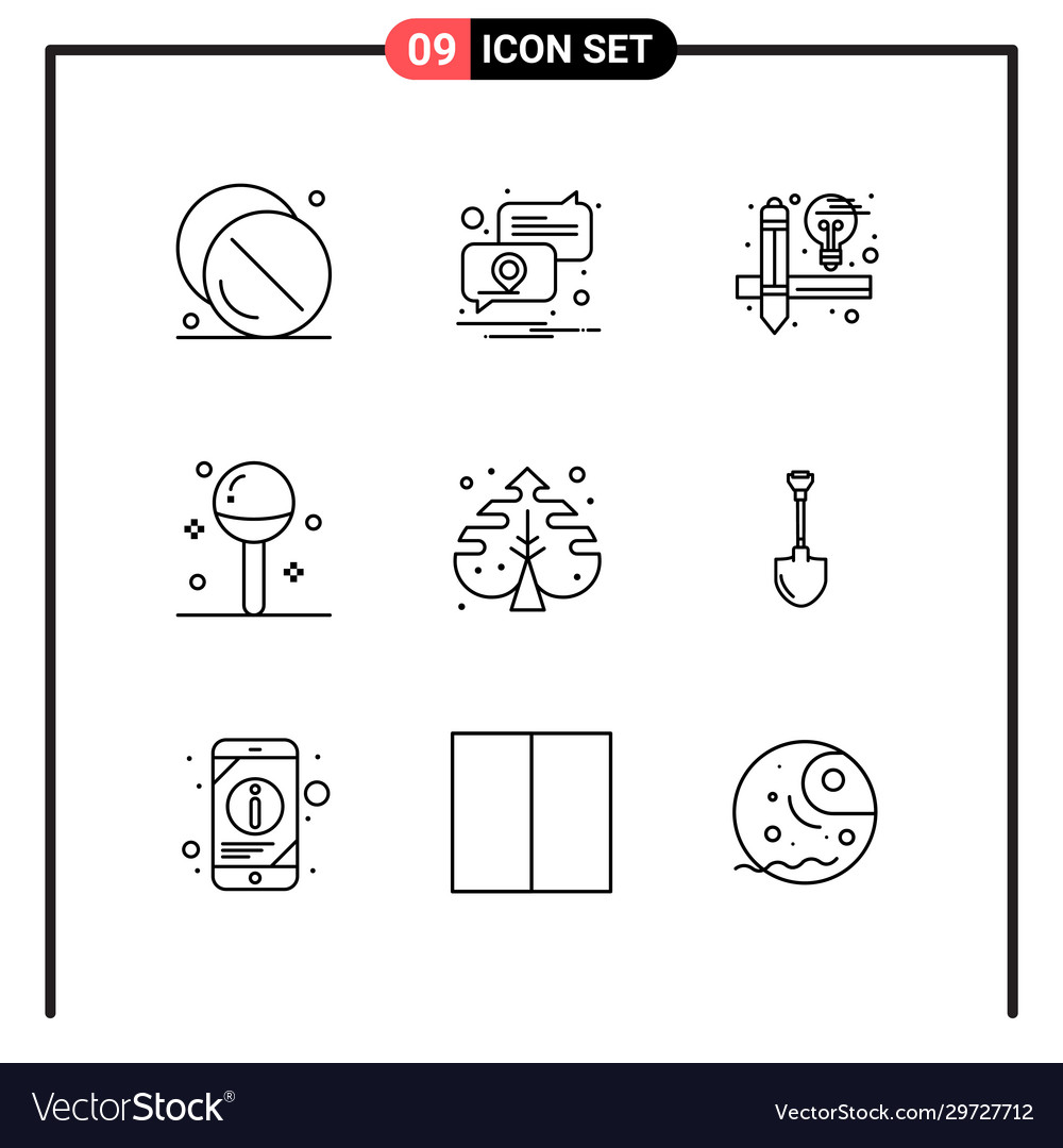 Set 9 line style icons for web and mobile vector image Set 9 line style icons for web and mobile