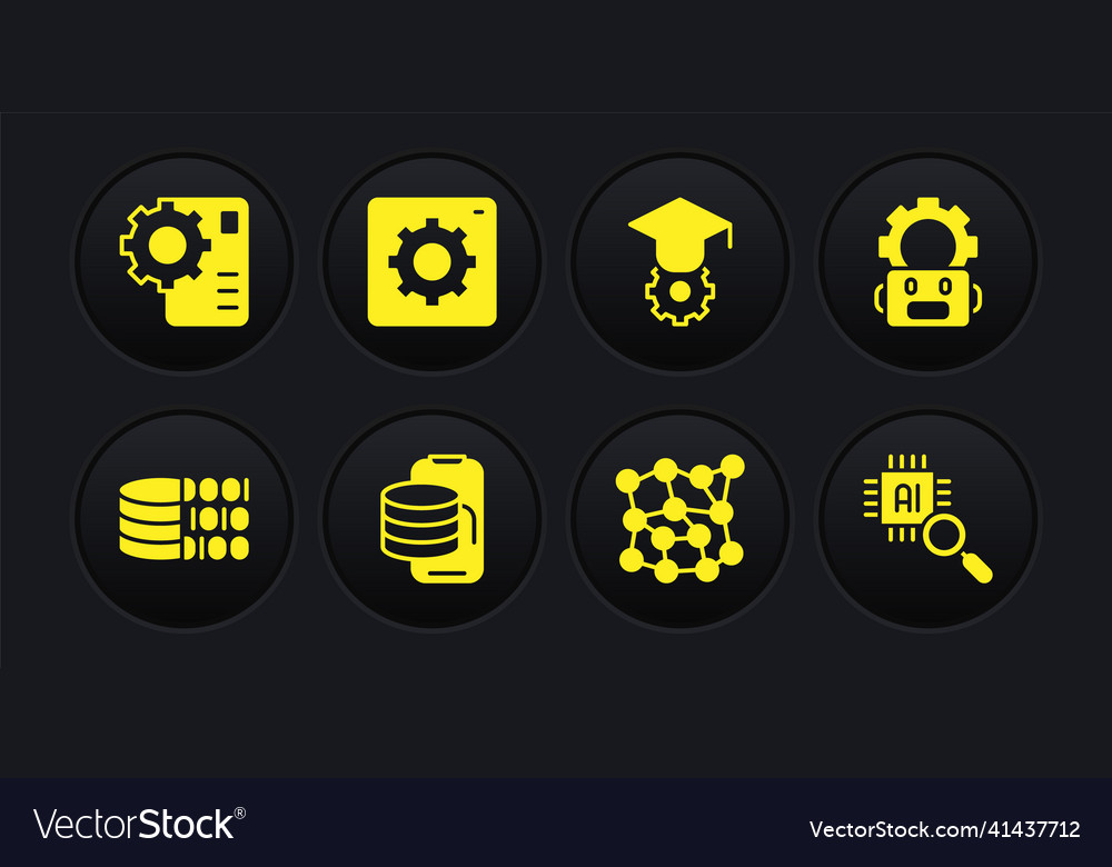 Set binary code robot setting cloud technology vector image Set binary code robot setting cloud technology