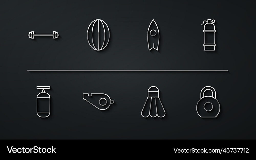 Set line barbell punching bag aqualung Royalty Free Vector
