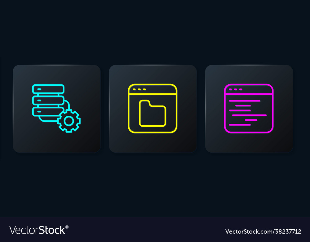 Set line server and gear software browser vector image Set line server and gear software browser