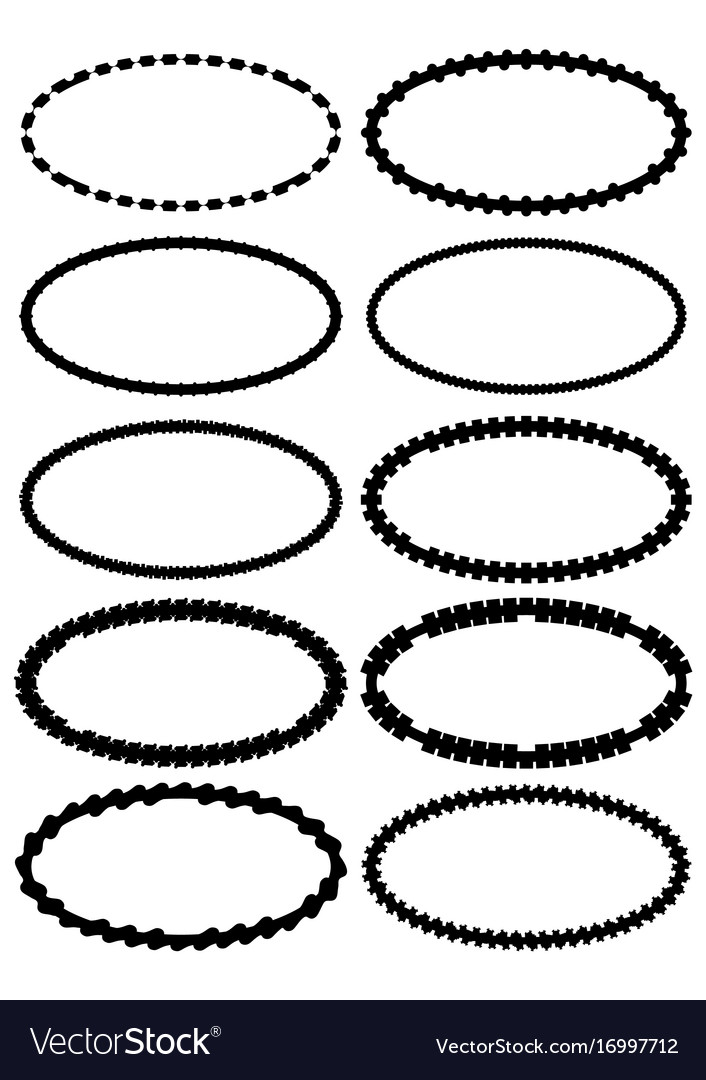 Set of oval label borders simply shapes