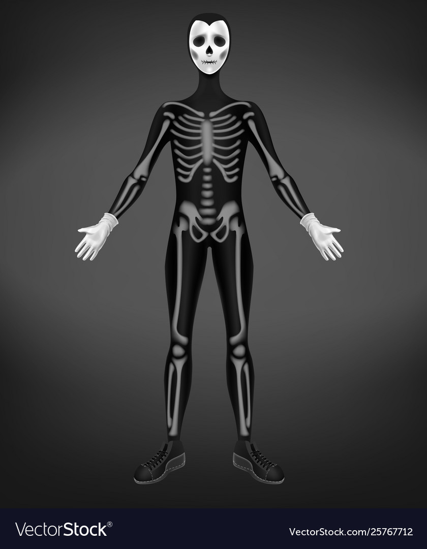 Skeleton or death costume for halloween party vector image Skeleton or death costume for halloween party