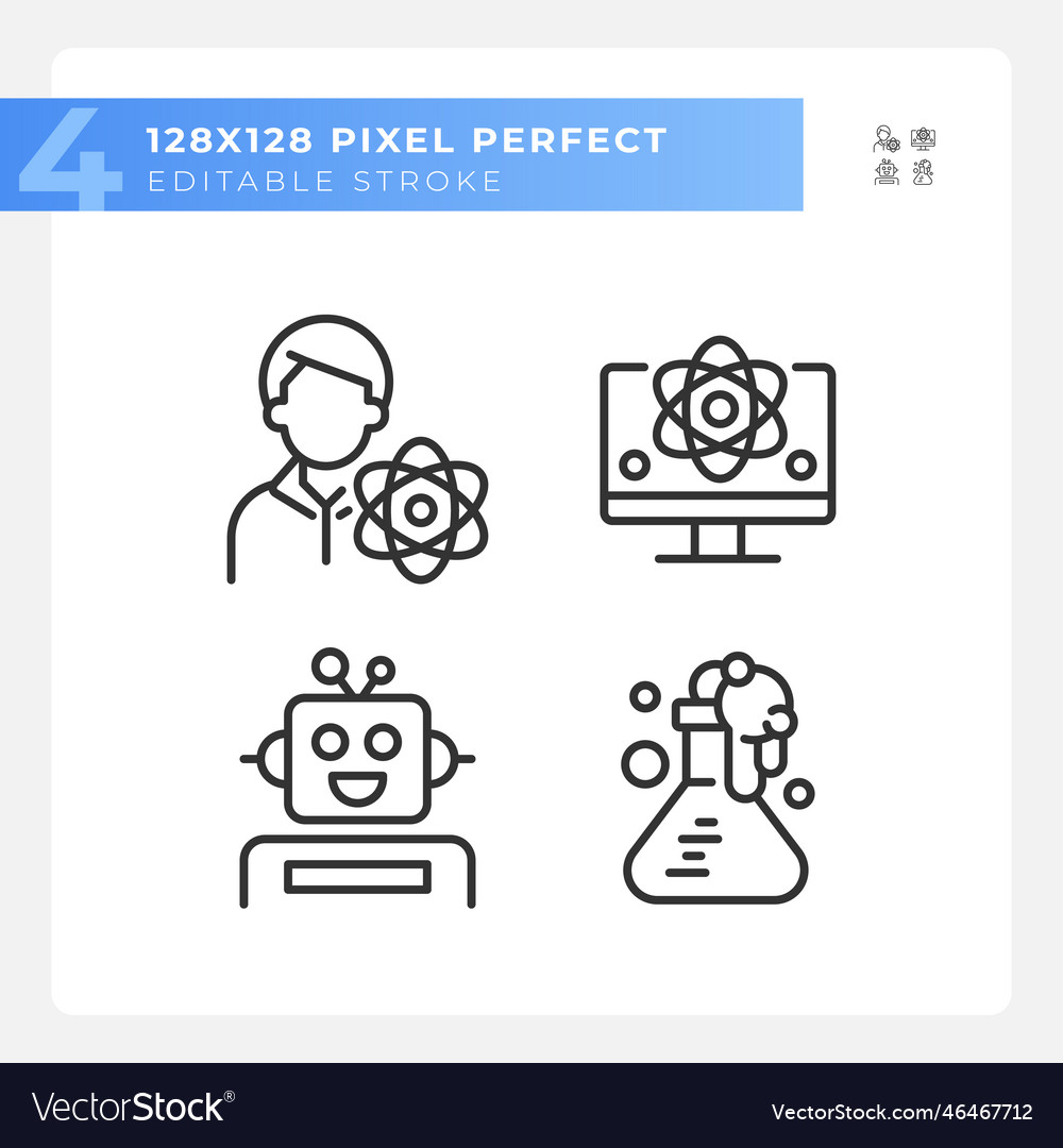 Stem technology and ai pixel perfect linear icons