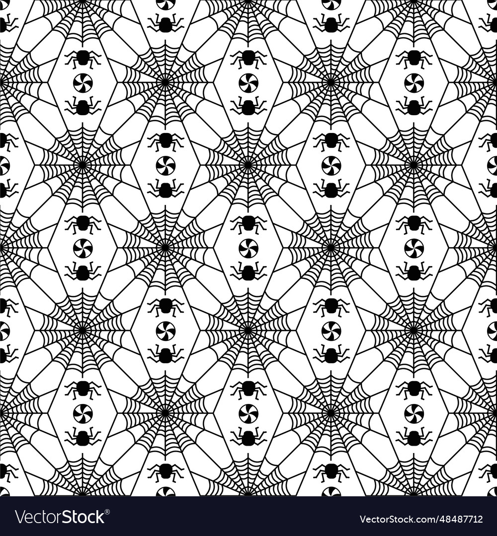 Symmetrical spider web seamless pattern modern vector image Symmetrical spider web seamless pattern modern