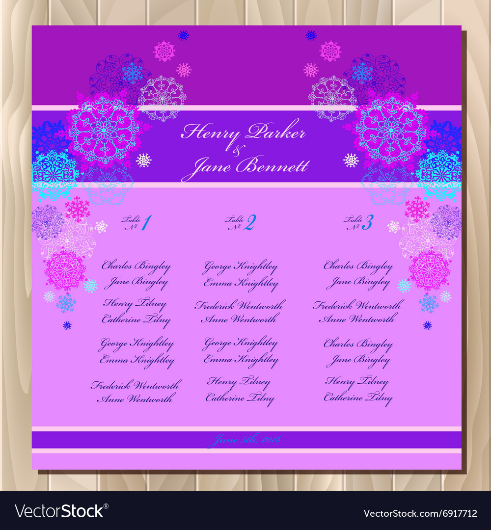 Table guest list background with winter