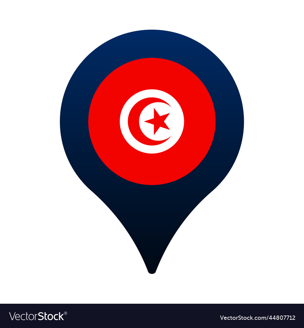 Tunisia flag and map pointer icon national
