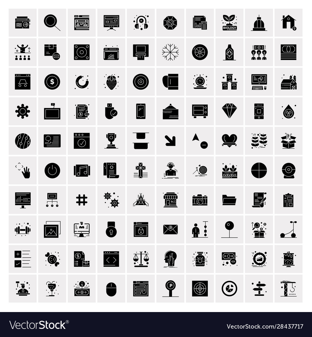 100 solid business icons for web and print