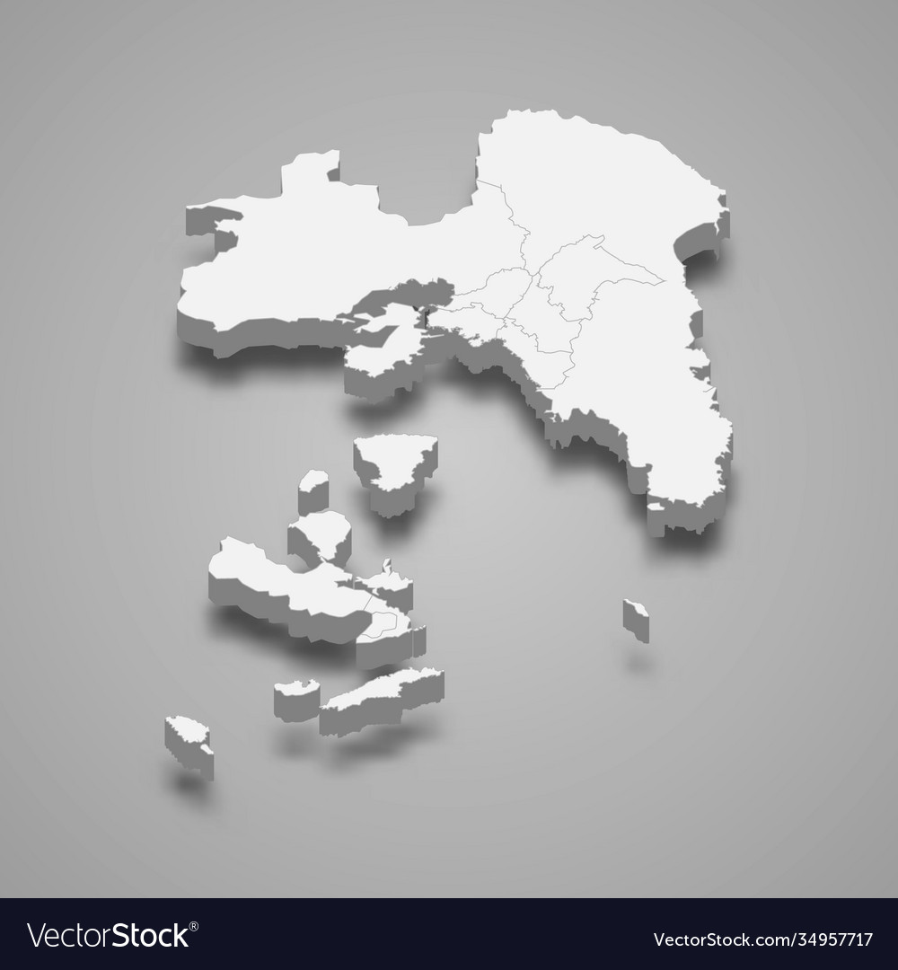 3D Isometric Map of Attica, Greece