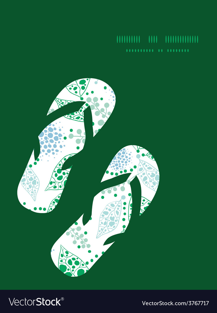 Abstract blue and green leaves flip flops Vector Image