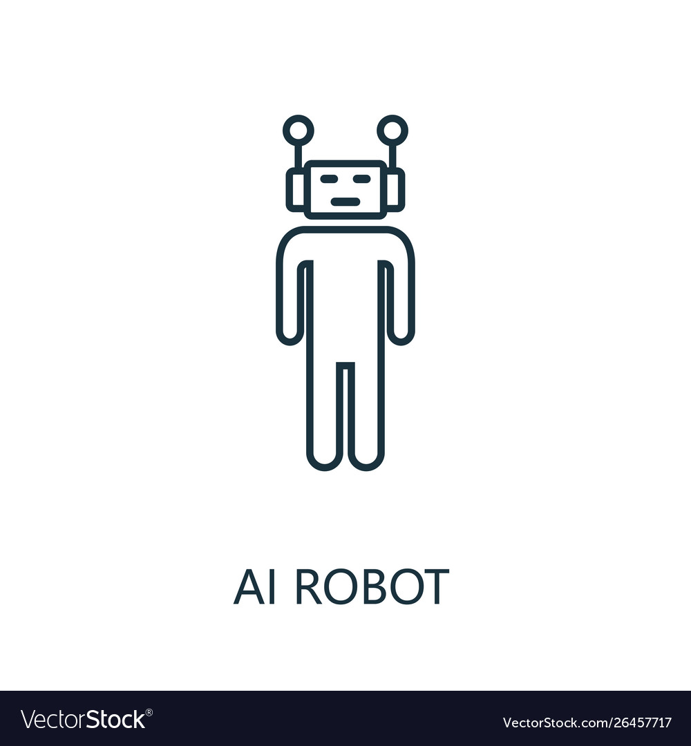 Ai robot thin line icon creative simple design Vector Image Ai robot thin line icon creative simple design