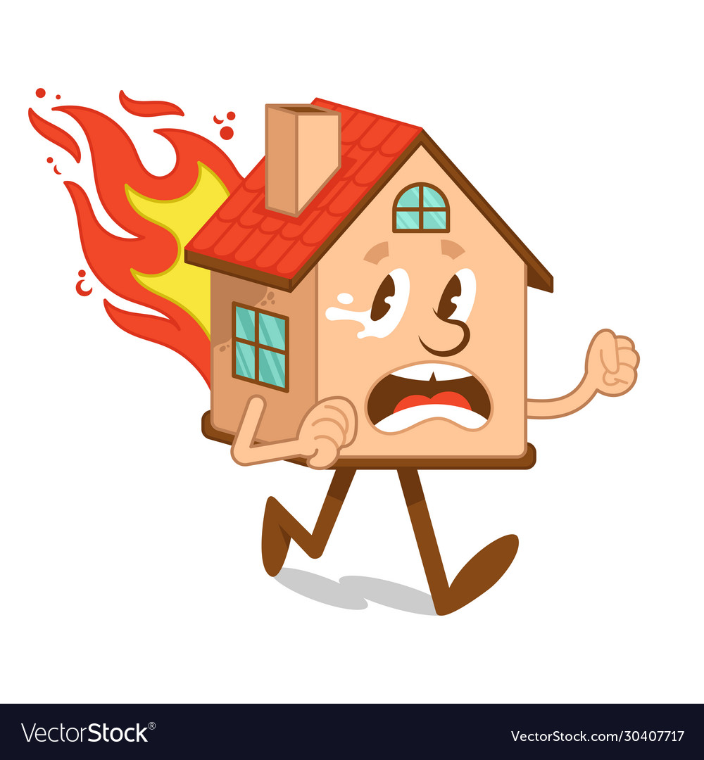 Cartoon character flame house Royalty Free Vector Image