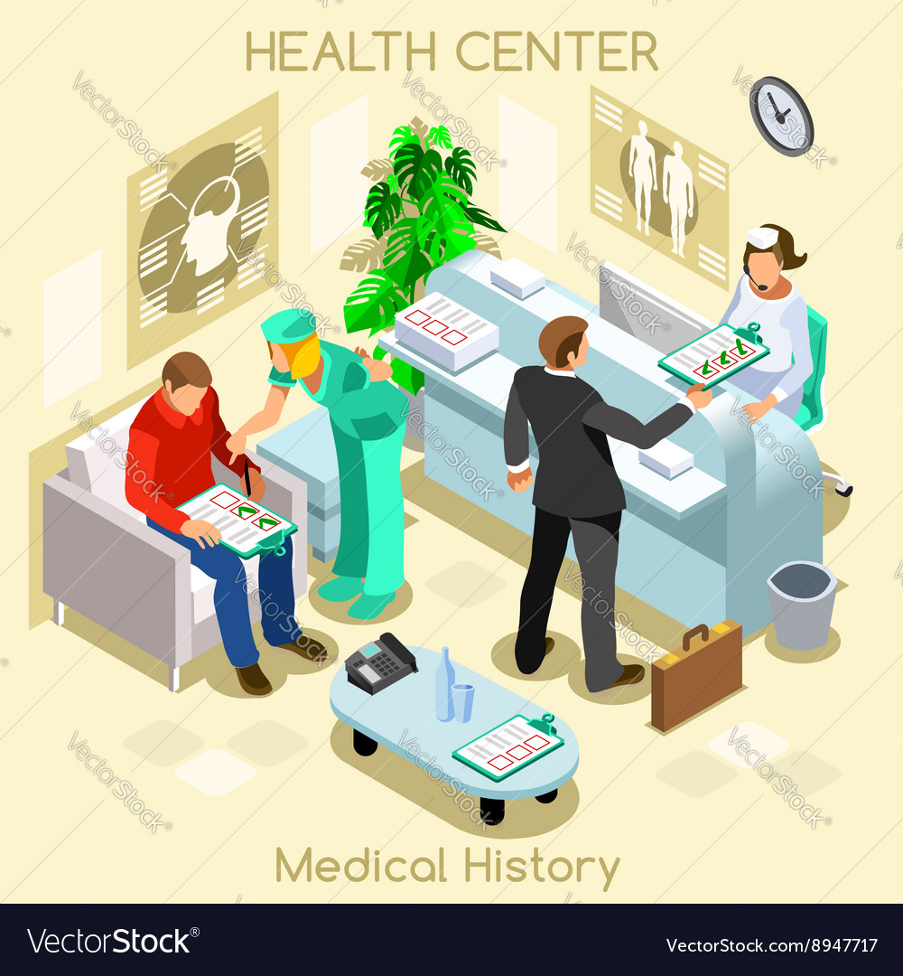 Clinic Wait Room Isometric People Royalty Free Vector Image