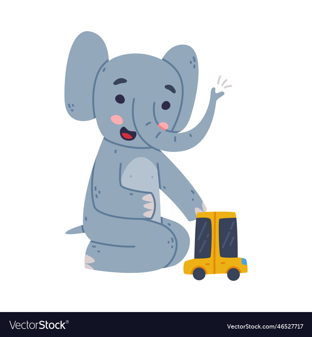 Funny elephant with large ear flaps and trunk