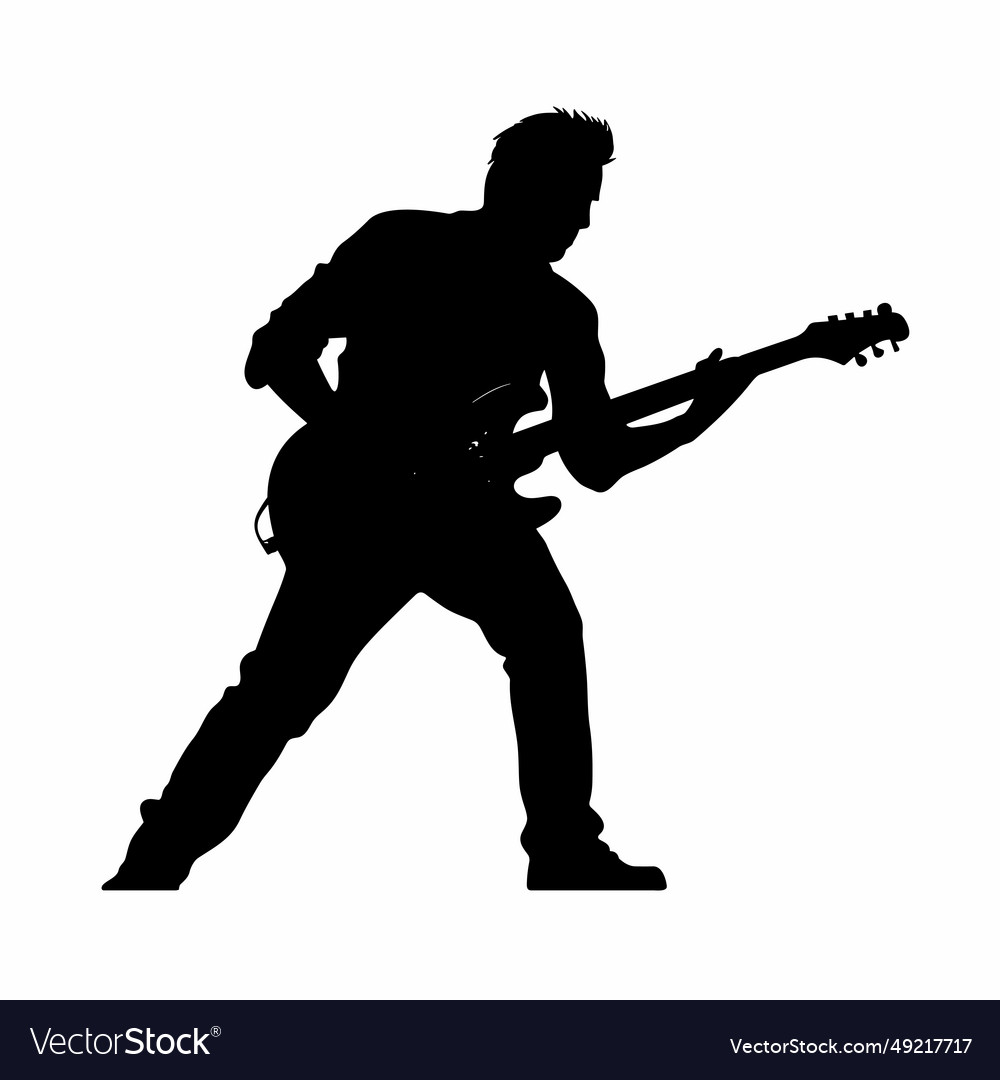 Guitarist black icon on white background Vector Image