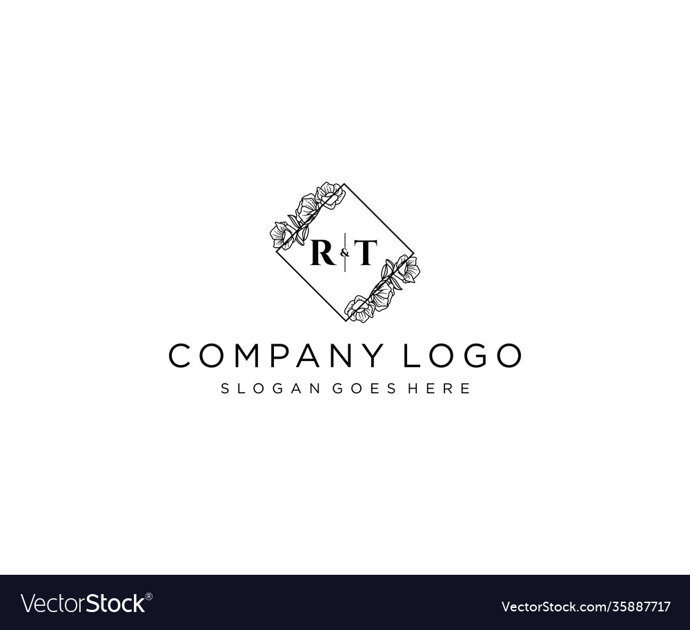 Initial r letters botanical feminine logo