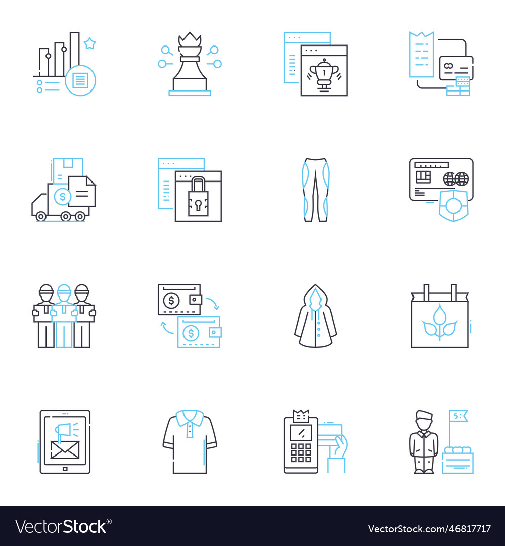 Purchase path linear icons set browse search Vector Image Purchase path linear icons set browse search