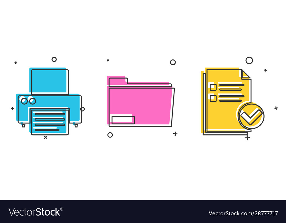 Set printer document folder vector image Set printer document folder