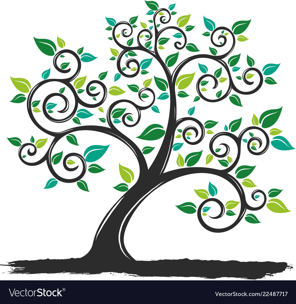 Silhouette tree with roots