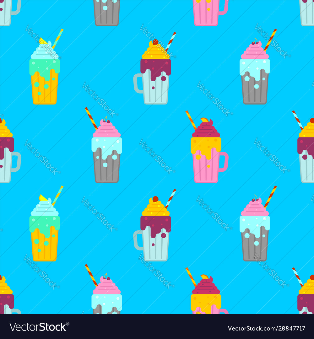 Smoothie pattern seamless with cream milkshake