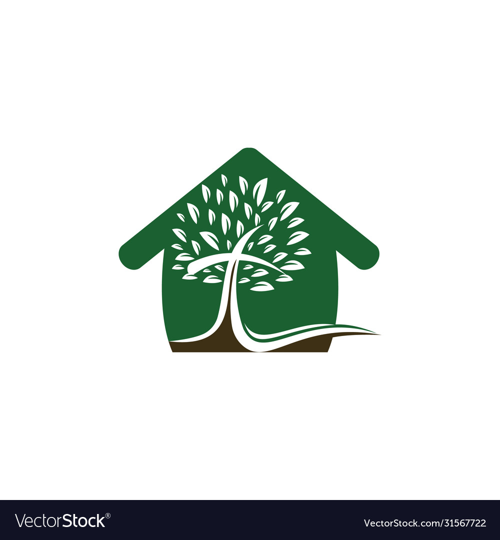 Abstract home and tree religious cross design