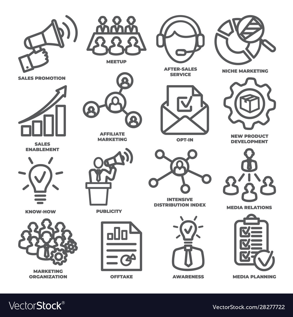 Advertising and marketing line icons pack 2 Vector Image