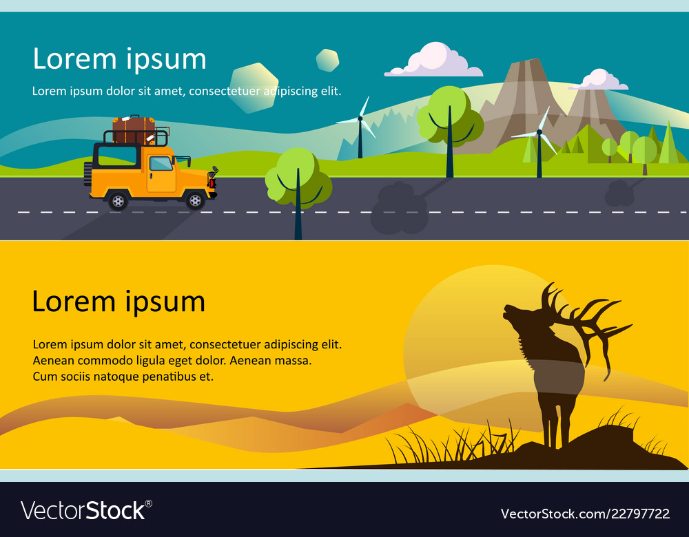 Camping Hiking And Trekking Horizontal Banners Vector Image