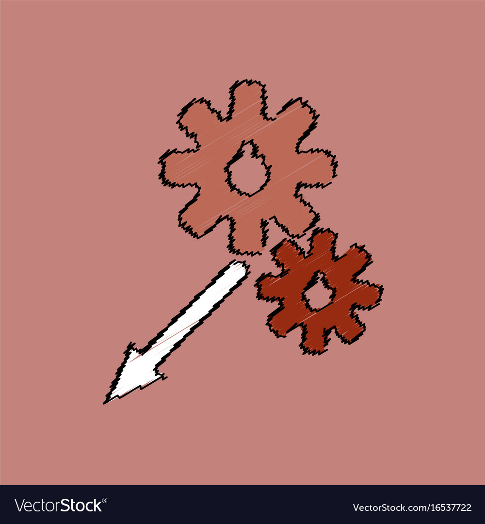 Flat icon design collection two gears in hatching
