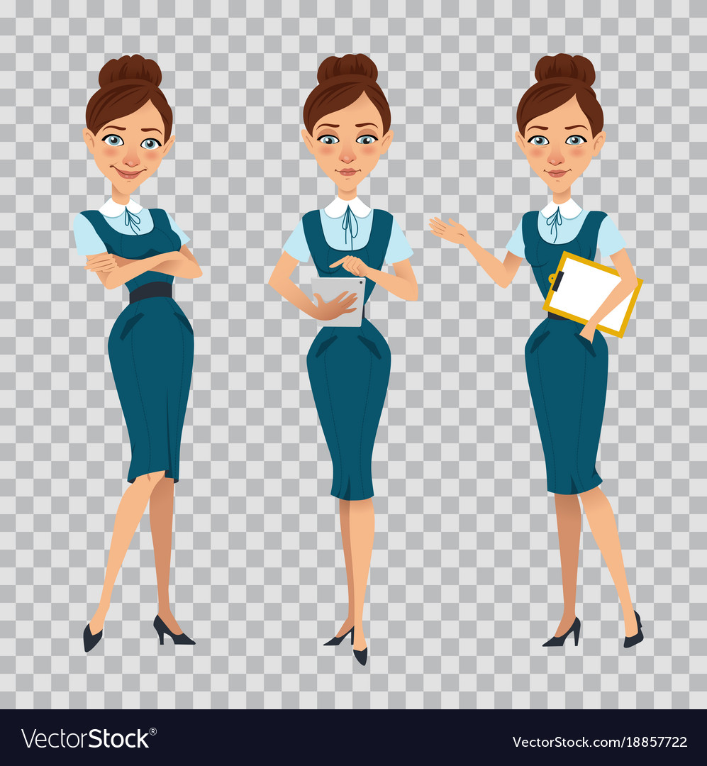 Girl standing with clipboard and tablet showing Vector Image